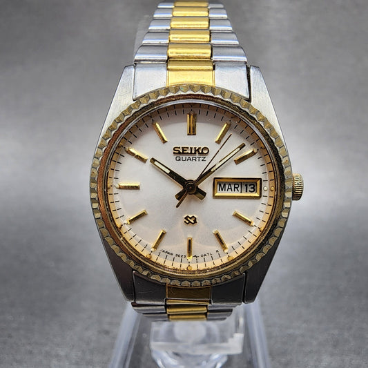 Seiko SQ Watch Women 24mm Silver Dial Two Tone Daydate 3e230a69 New Battery0