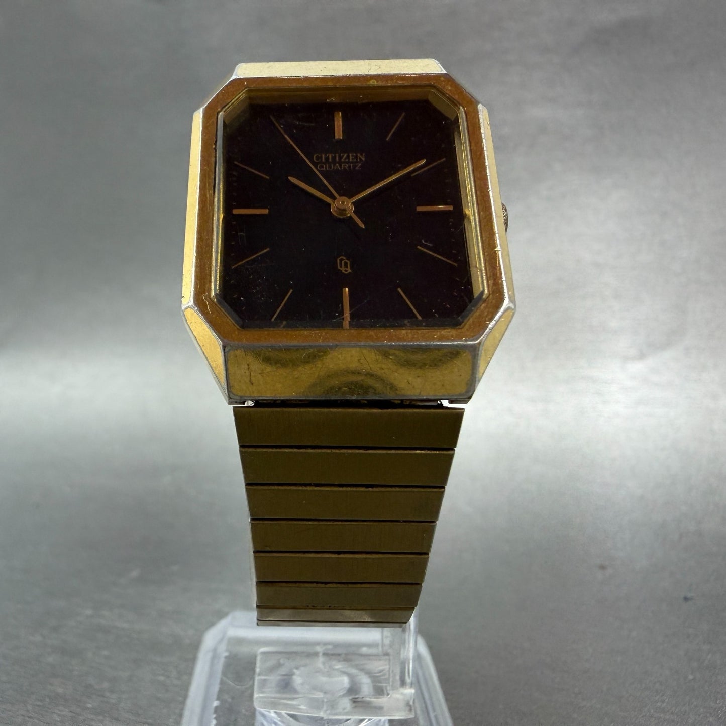 Citizen CQ Tank Watch Men 26mm Black Dial Gold Tone Octagon 4031-S11294 PARTS6