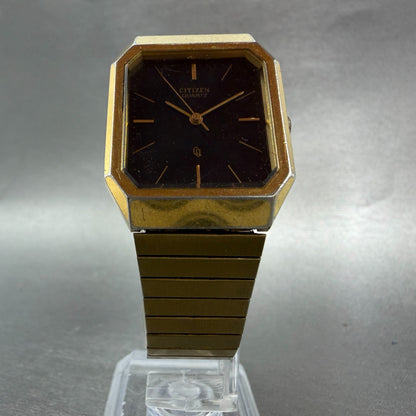 Citizen CQ Tank Watch Men 26mm Black Dial Gold Tone Octagon 4031-S11294 PARTS6