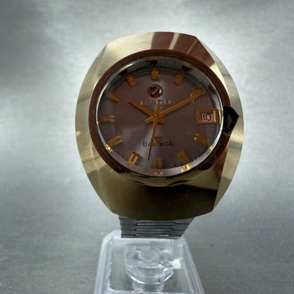 Rado Balboa V Watch Men 35mm Silver Dial Gold Tone Oval Date Automatic PARTS6