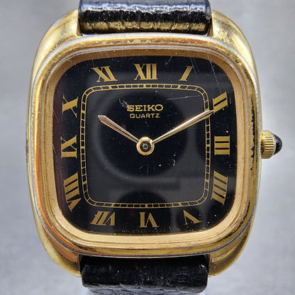 Seiko Tank Watch Women 24mm Black Dial Gold Tone Rectangle 23205140 New Battery1