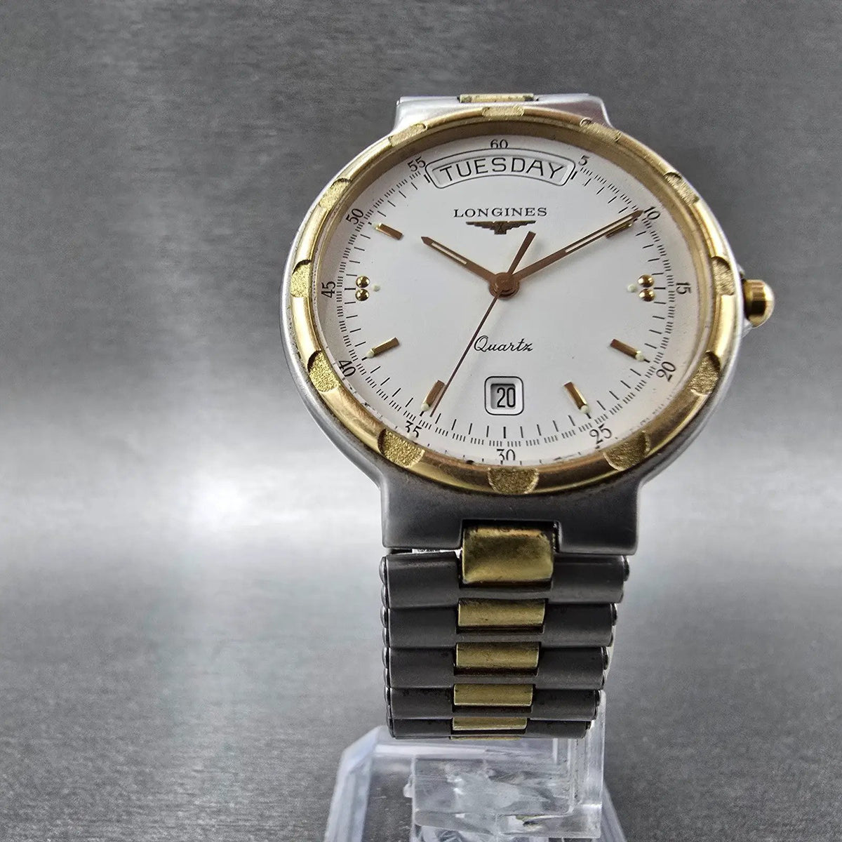Longines Conquest Watch Men 33mm White Dial Two Tone Daydate  PARTS6