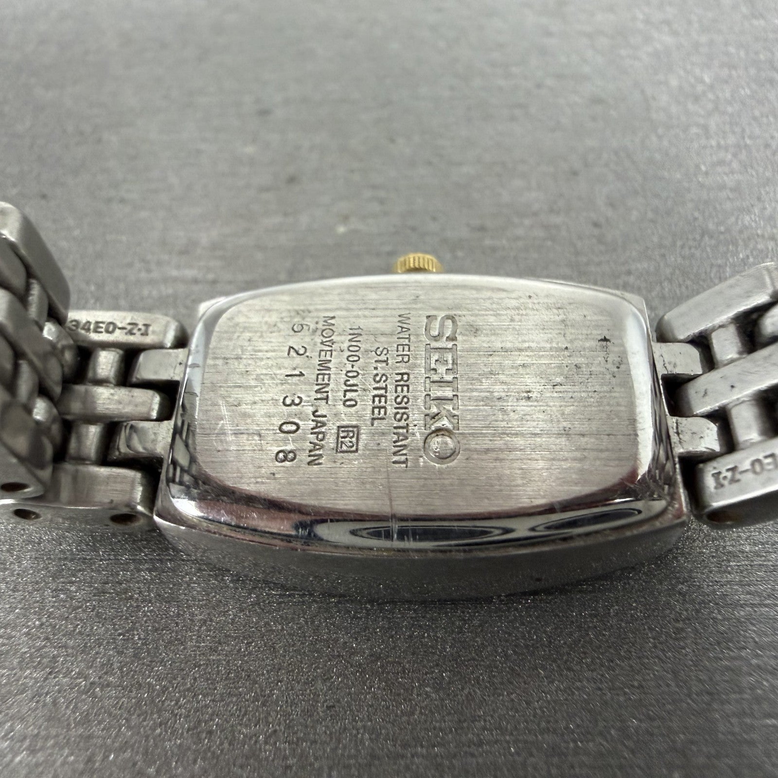 Seiko Tank Watch Women 16mm MOP Dial Two Tone Rectangle 1N000JL0 New Battery10
