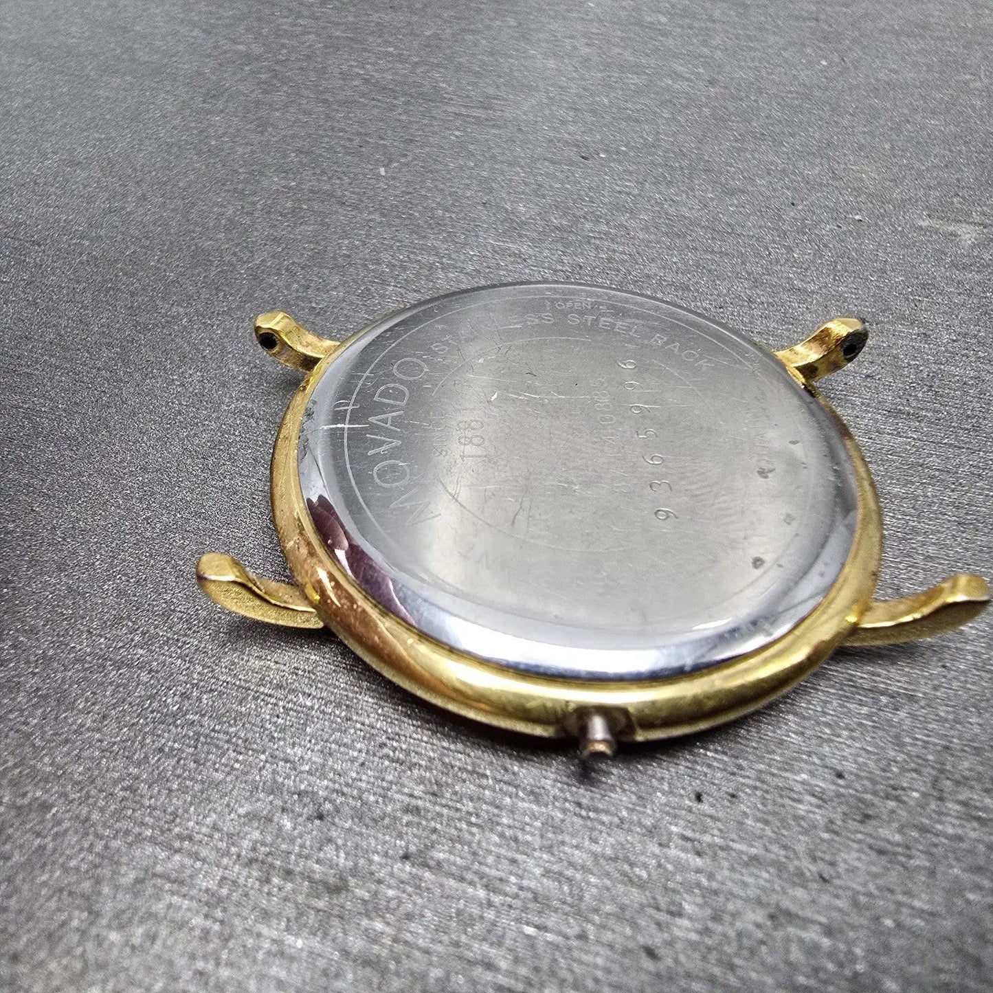 Movado Watch Men 34mm White Dial Gold Tone Round 87-E4-0885 NO CROWN PARTS9