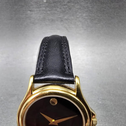 Movado Museum Watch Women 28mm Black Dial Gold Tone Round 87 E4 0823 PARTS5