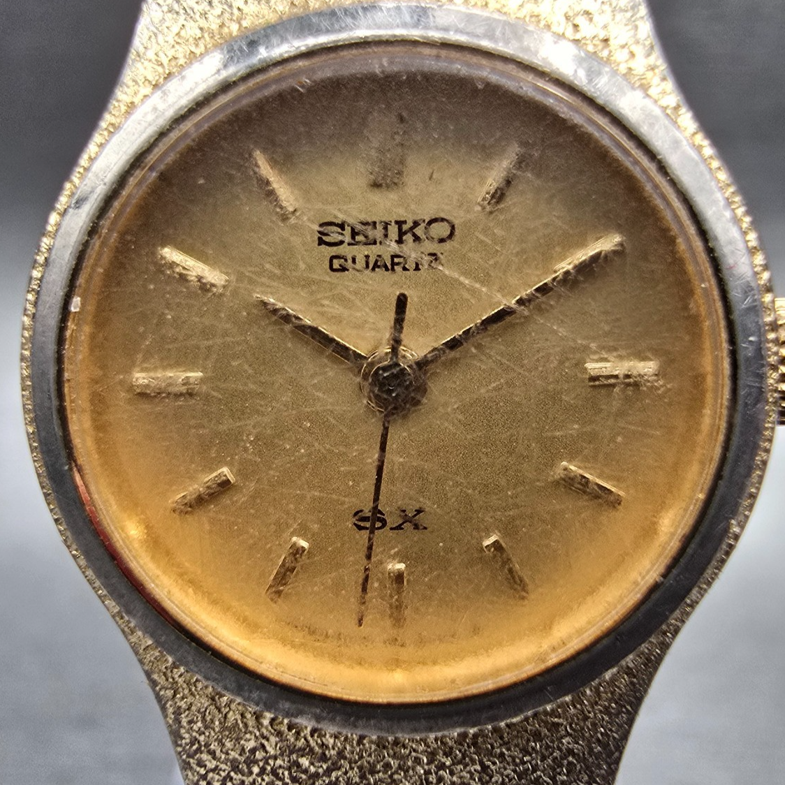 Seiko SX Watch Women 17mm Gold Dial Gold Tone Round 6Y21-0020 New Battery1