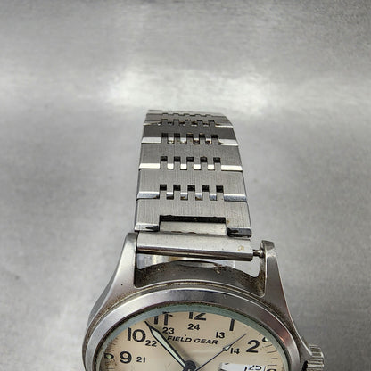 Seiko ALBA Field Gear Watch Men 35mm Cream Dial Silver Daydate V743-8000 PARTS