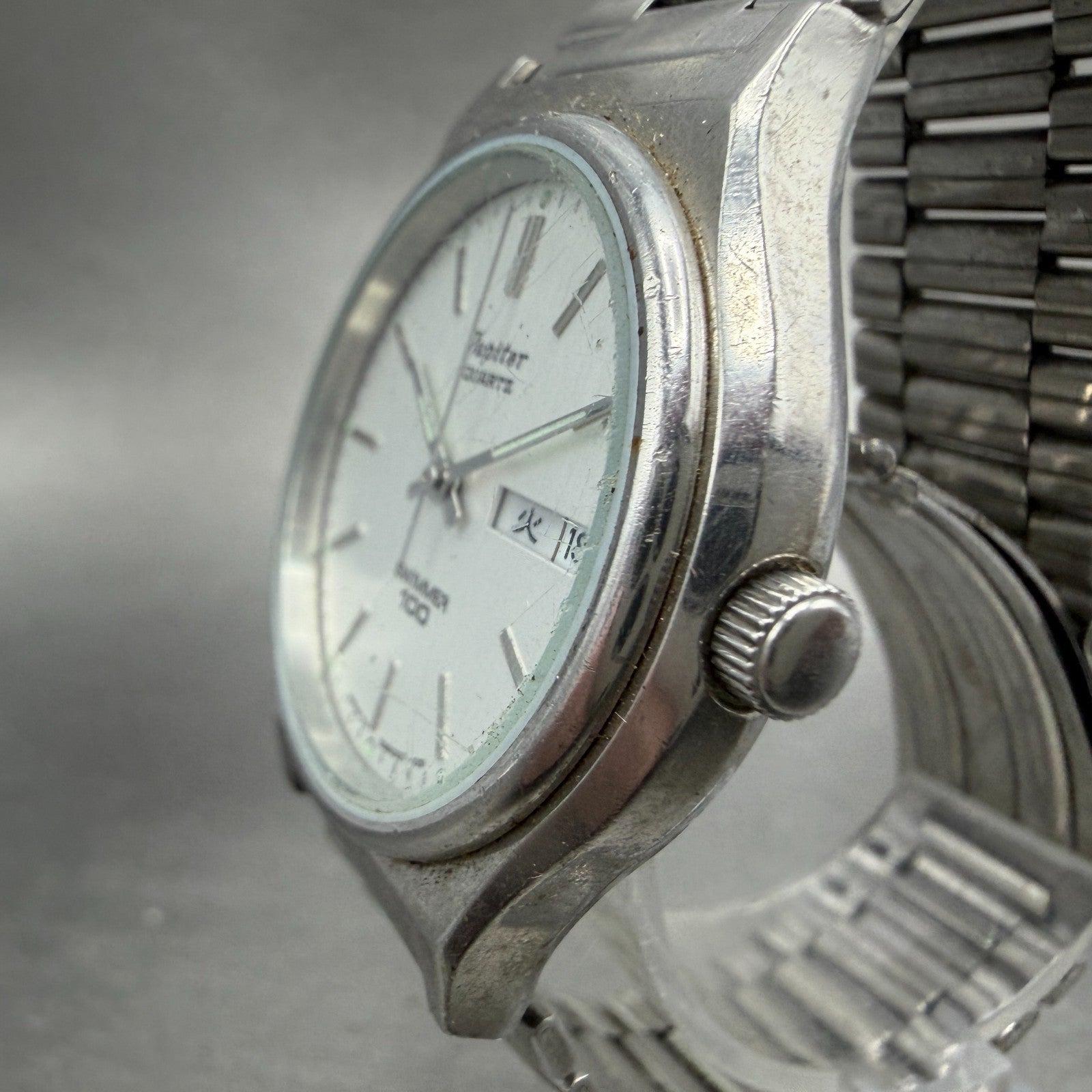 Orient Jupiter Swimmer Watch Men 35mm White Dial Silver Daydate  D39312-71 PARTS3