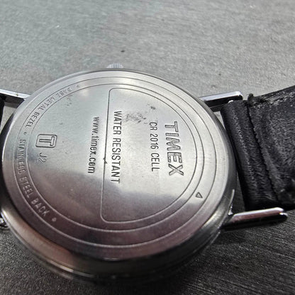 Timex Indiglo Watch Men 34mm White Dial Silver Tone Round New Battery VTG9