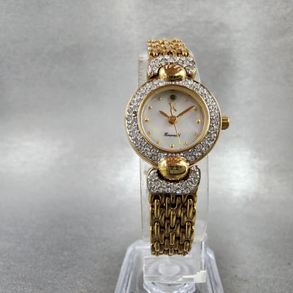 Yukiko KimiJima Emerald Watch Women 20mm MOP Dial Crysatl Bezel New Battery6
