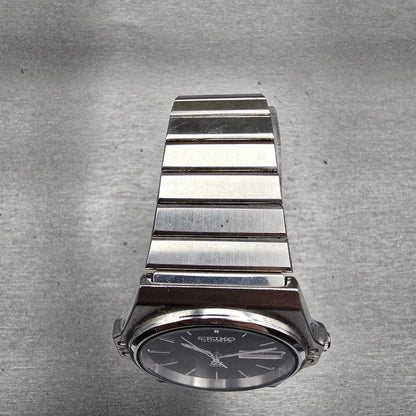 Seiko SQ Watch Men 37mm Black Dial Silver Tone Daydate 8123-6009 New Battery VTG4