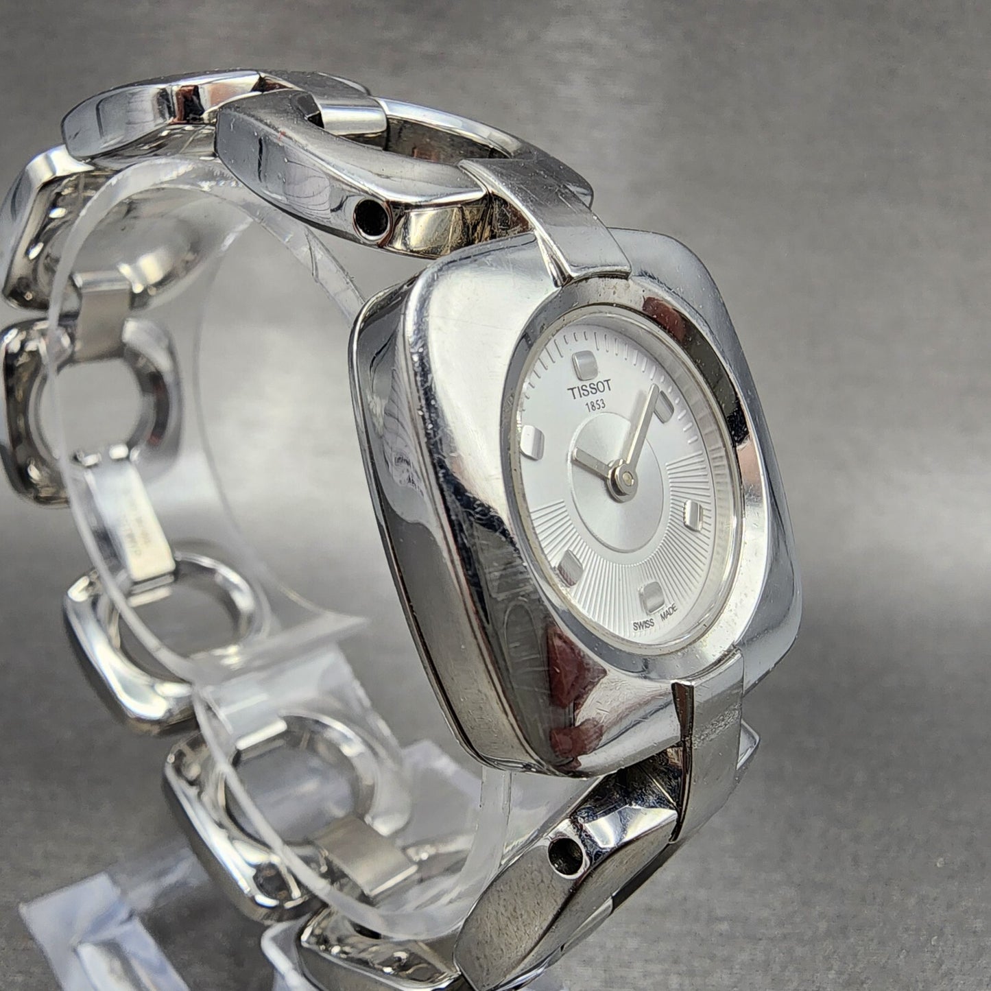 Tissot OdaciT Watch Women 26mm White Dial Stainless Steel Square New Battery3