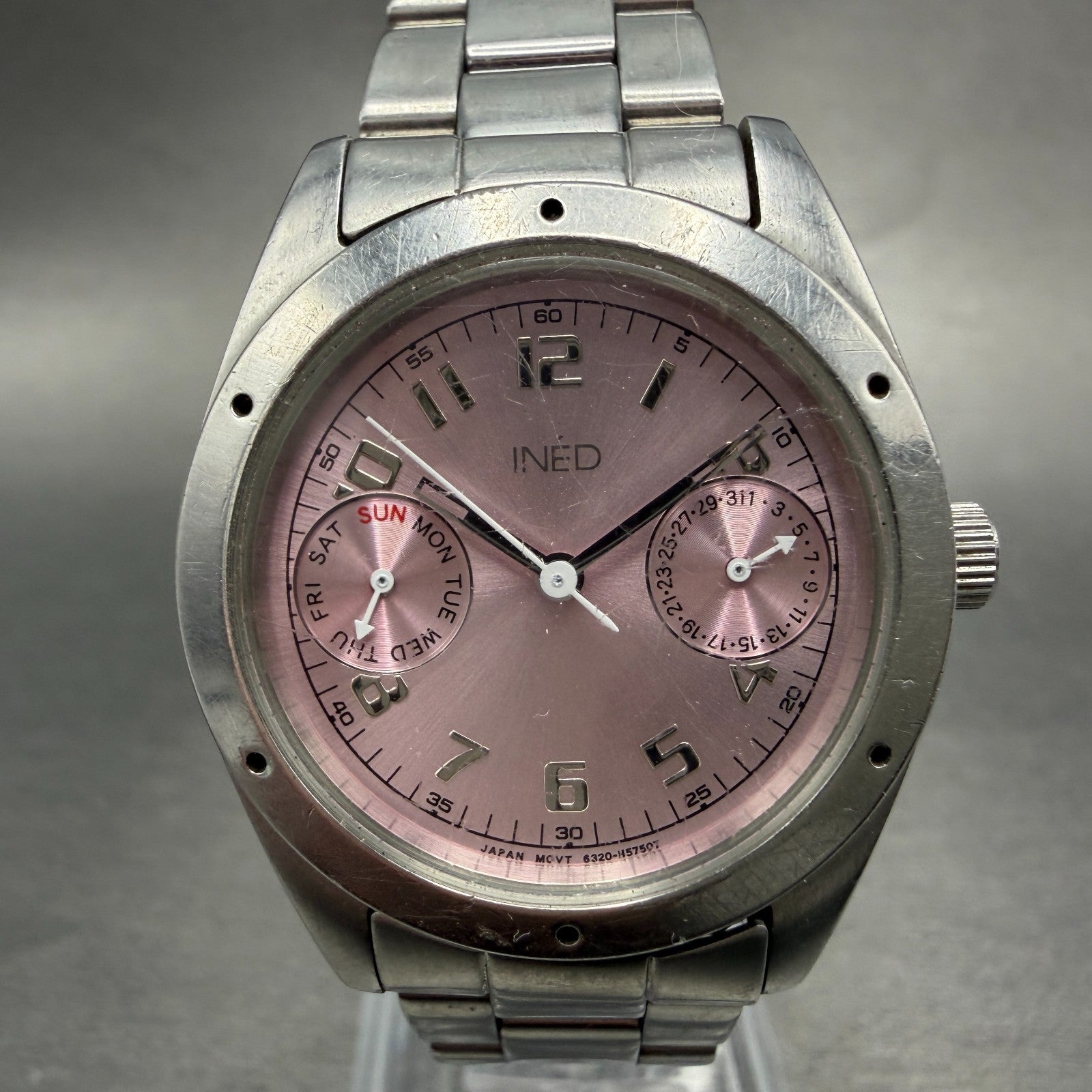 Citizen INED Watch Women 31mm Pink Dial Silver Tone Daydate 6320-H32922 New Batt0