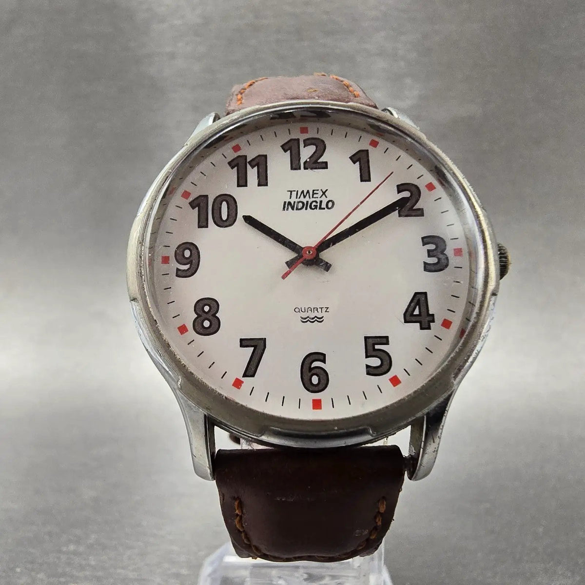 Timex Easy Reader Watch Men 35mm White Dial Silver Tone Indiglo Round New Batt5