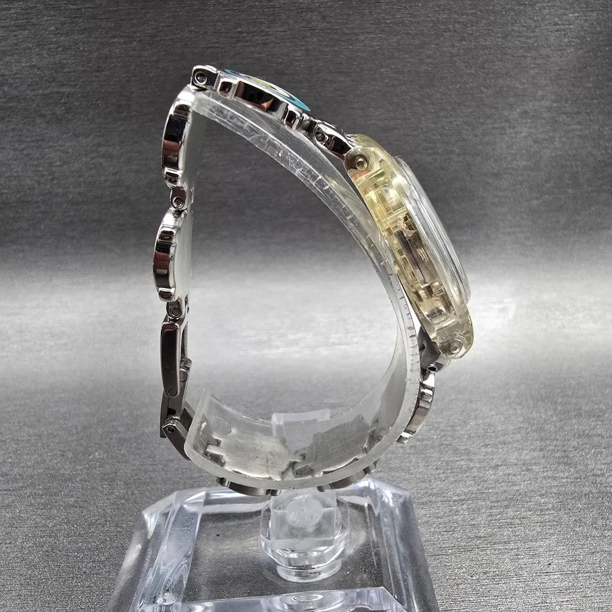 Swatch Check Pea Watch Women 25mm Silver Dial Clear Case Round LK267G New Batt9
