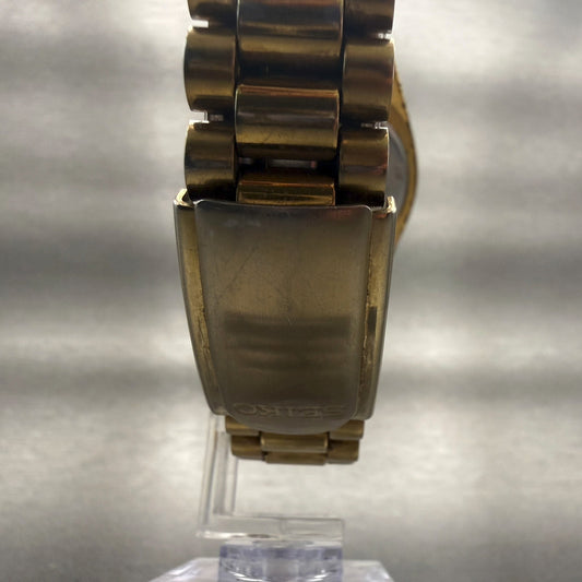 Seiko President Watch Men 36mm Gold Dial Gold Tone Daydate 7N43-8111 New Battery7