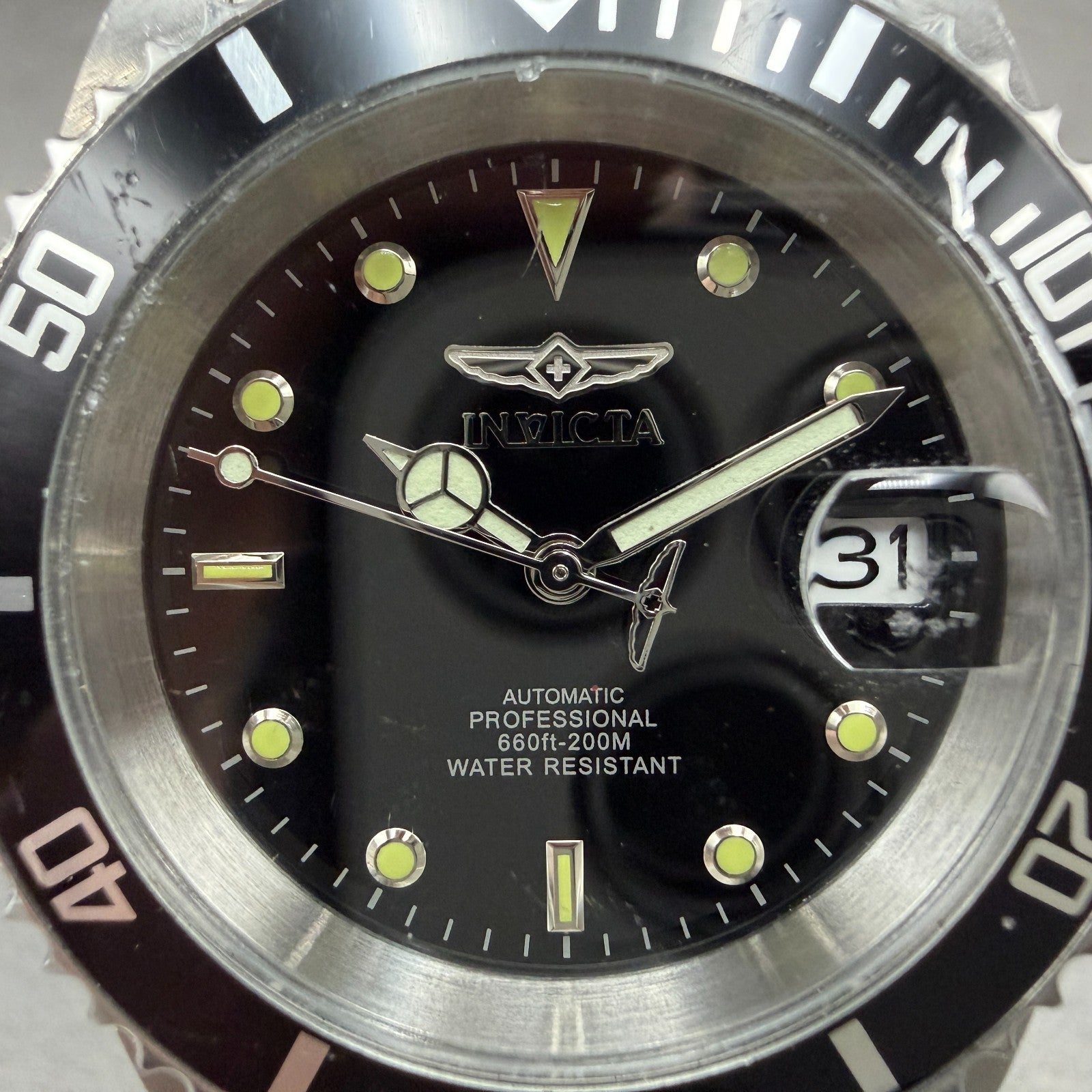 Invicta Pro Diver Watch Men 40mm Black Dial Silver Tone Date 8926 Automatic Runs1