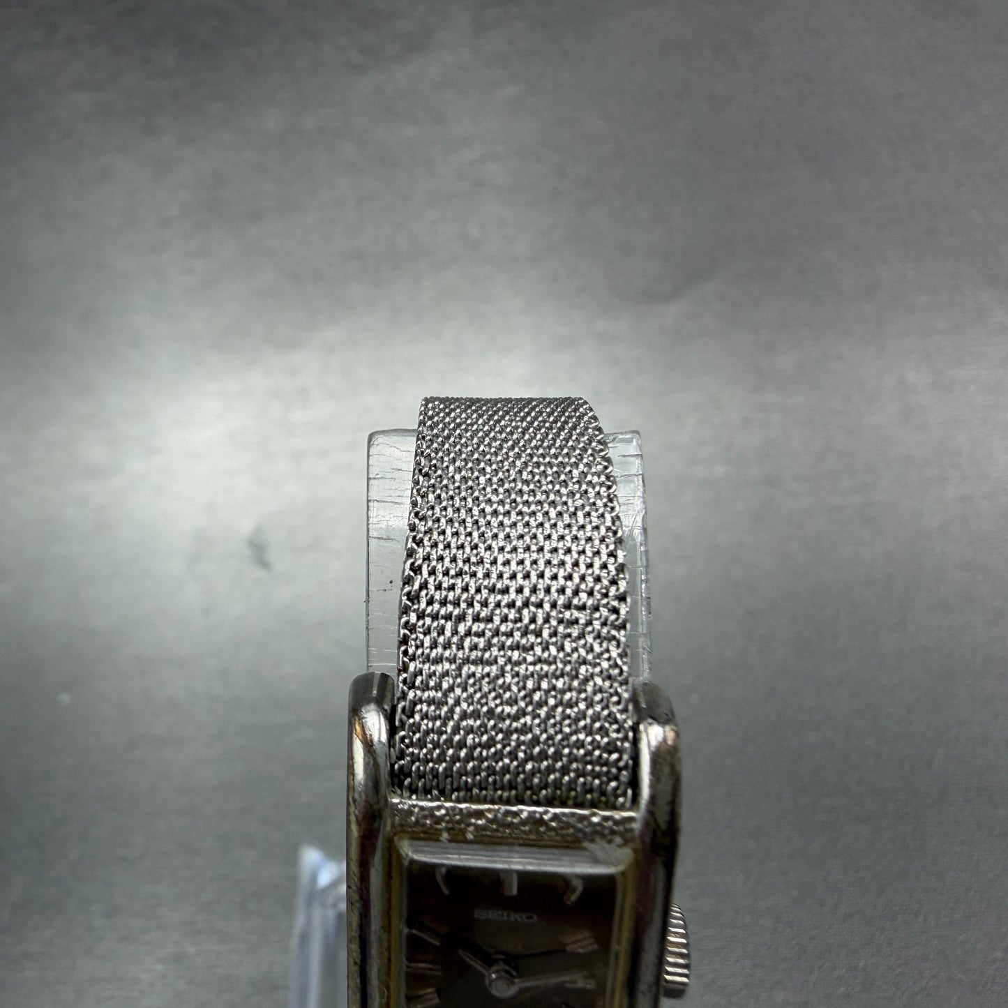 Seiko Tank Watch Women 15mm Brown Dial Silver Tone Rectangle Manual 11-4849 Runs4
