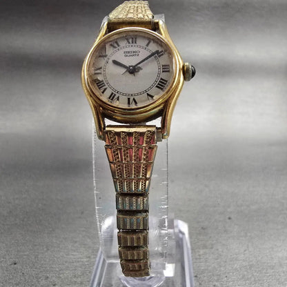 Seiko Watch Women 20mm White Dial Gold Tone Round 1400-0029 Vintage New Battery5