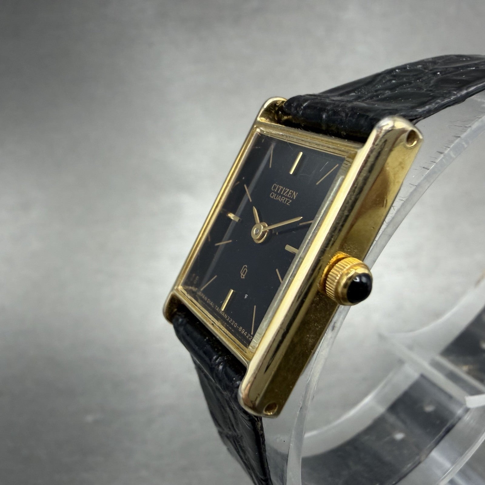 Citizen CQ Tank Watch Women 16mm Black Dial Gold Tone 3220-945174 New Battery GH2