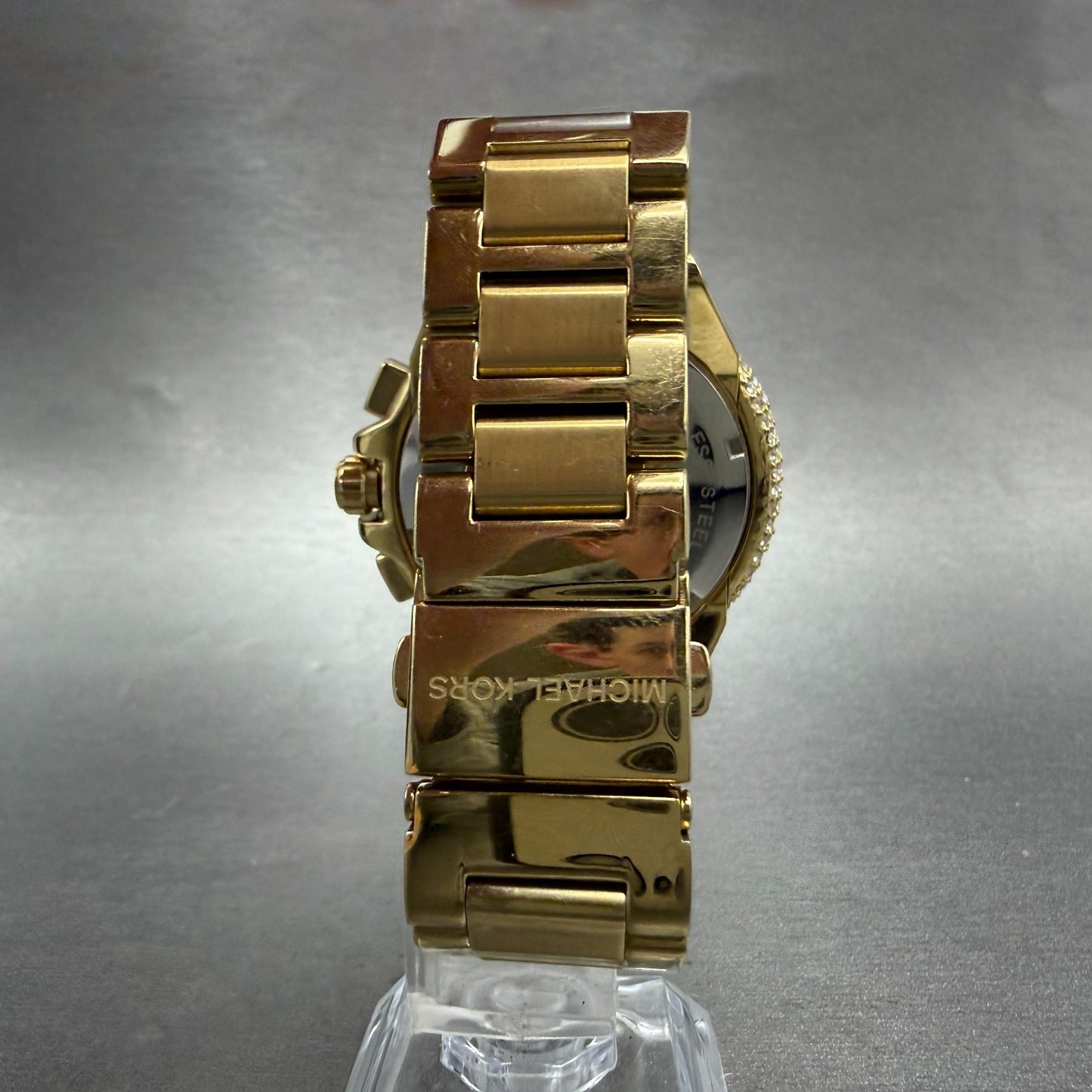 Michael Kors Bradshaw Chronograph Watch Women 42mm White Dial Gold Tone New Batt7