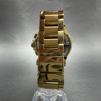 Michael Kors Bradshaw Chronograph Watch Women 42mm White Dial Gold Tone New Batt7