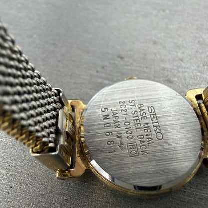 Seiko Watch Women 21mm Silver Dial Gold Tone Round 2C21-0100 New Battery Vintage9
