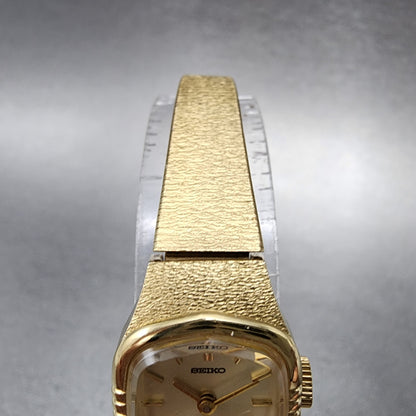 Seiko Watch Women 17mm Gold Dial Gold Gold Rectangle Manual Wind Runs 110055194