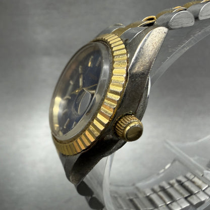 Gruen Watch Women 26mm Blue Dial Two Tone Date Round New Battery2