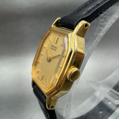 Seiko Watch Women 16mm Champagne Dial Gold Tone Octagon 2c20-5760 New Battery2