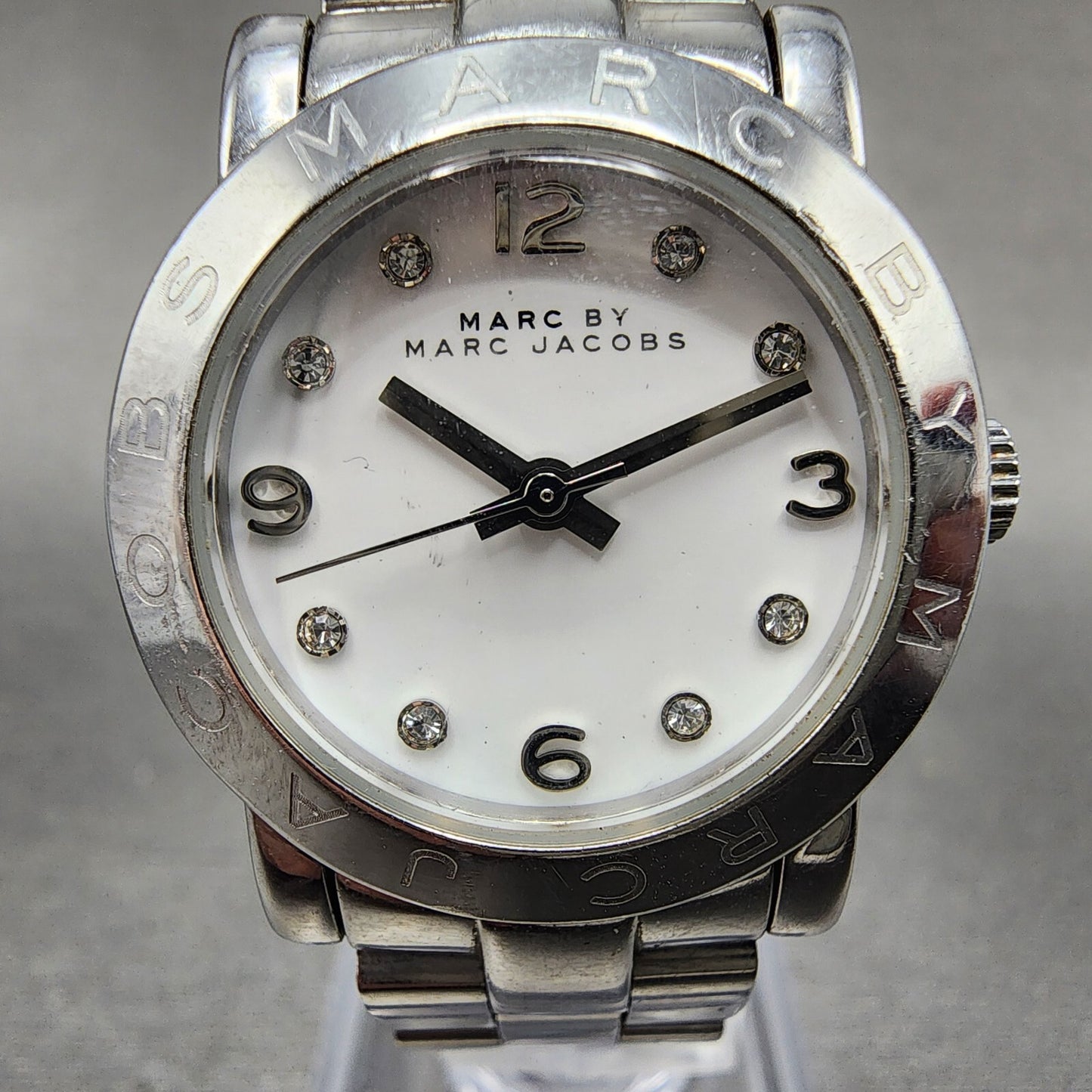 Marc By Marc Jacobs Watch Women 26mm White Dial Steel Round MBM3055 New Battery