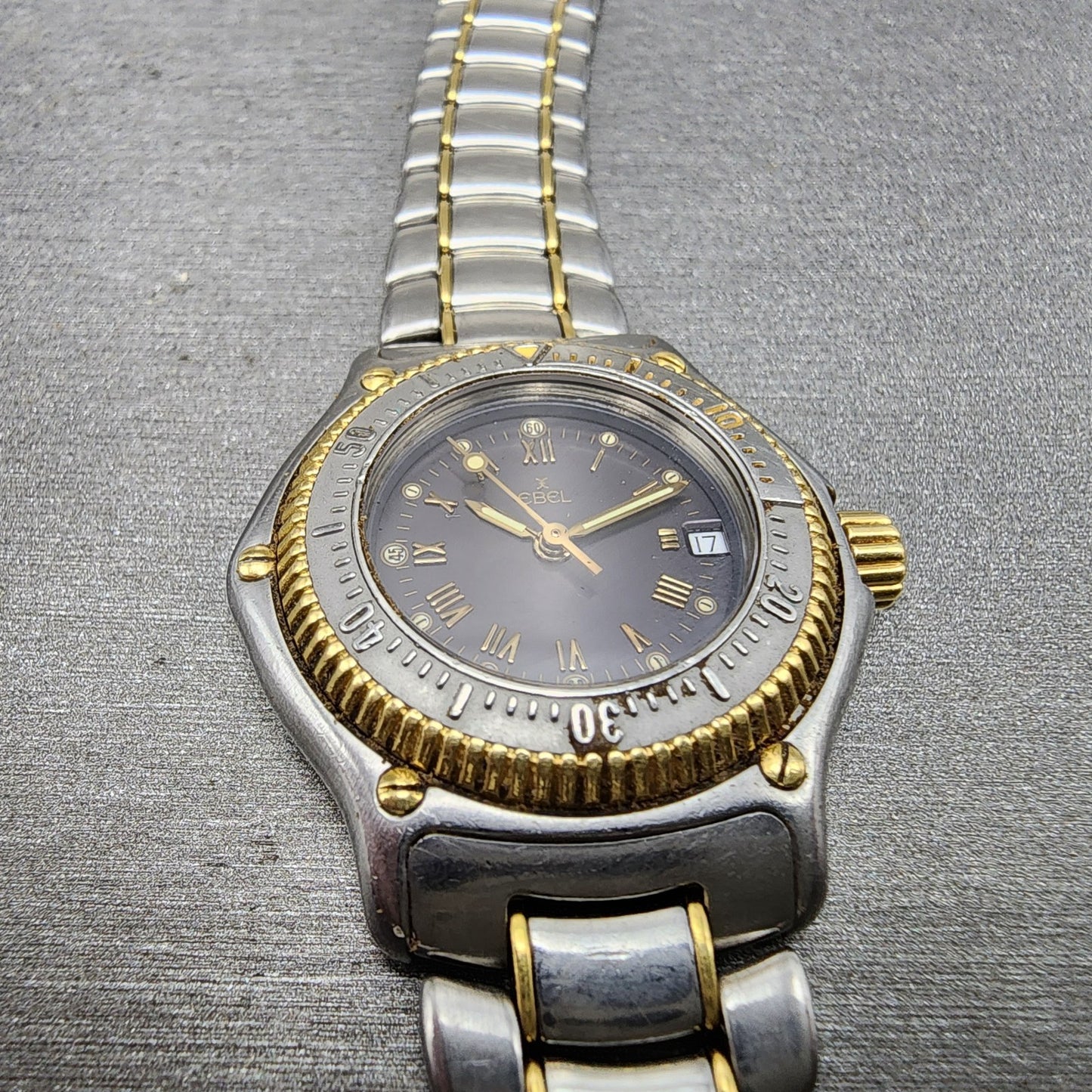 Ebel Discovery Dive Watch Women 29mm Gray Dial Two Tone Date READ!! New Battery2