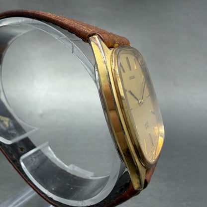 Citizen Exceed Watch Men 29mm Gold Dial Gold Tone Oval 4-795202 New Battery3