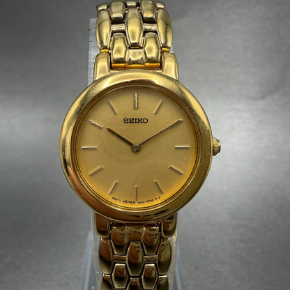 Seiko Watch Women 24mm Champagne Dial Gold Tone Round 1N00-1E19 New Battery ND450