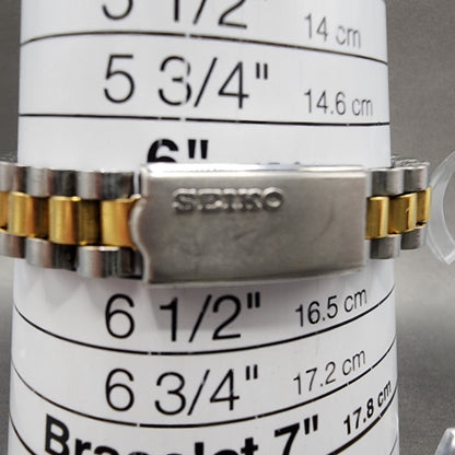 Seiko 5 Automatic Watch Women 24mm Champagne Dial Two Tone Daydate 42060510 Run10
