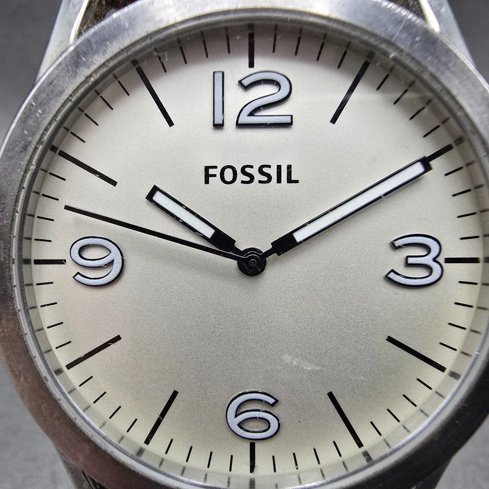 Fossil Watch Men 42mm White Dial Silver Tone Round BQ2303 New Battery1