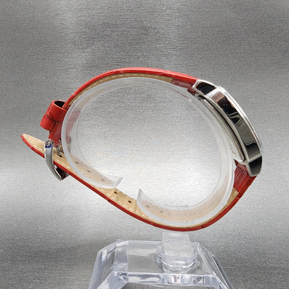 Orvis Watch Women 30mm Silver Dial Silver Tone Rectangle Red Band New Battery