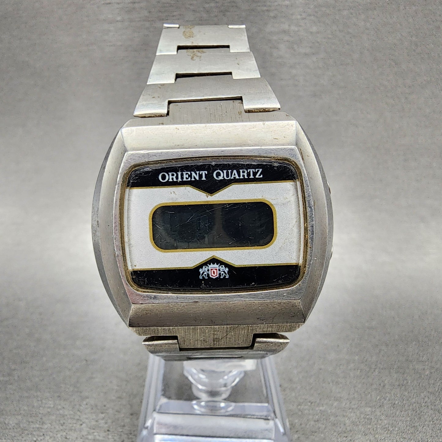 Orient Digital Watch Men 39mm Silver Tone LCD 62060140 VTG JDM PARTS0
