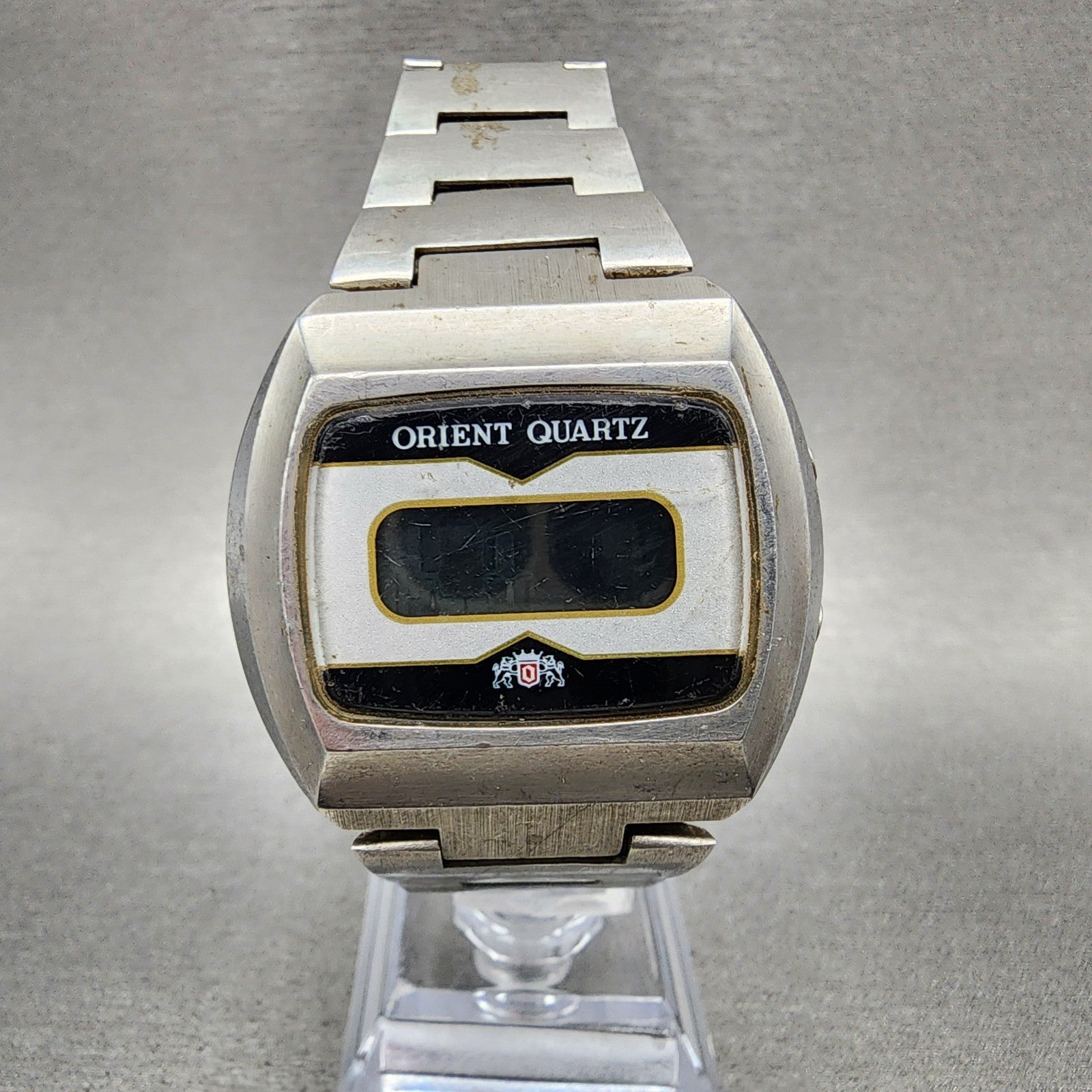 Orient Digital Watch Men 39mm Silver Tone LCD 62060140 VTG JDM PARTS0