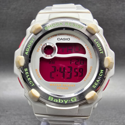 Casio Baby-G BG-3000A Watch Women 40mm Pink White Chronograph Alarm New BatteryP0