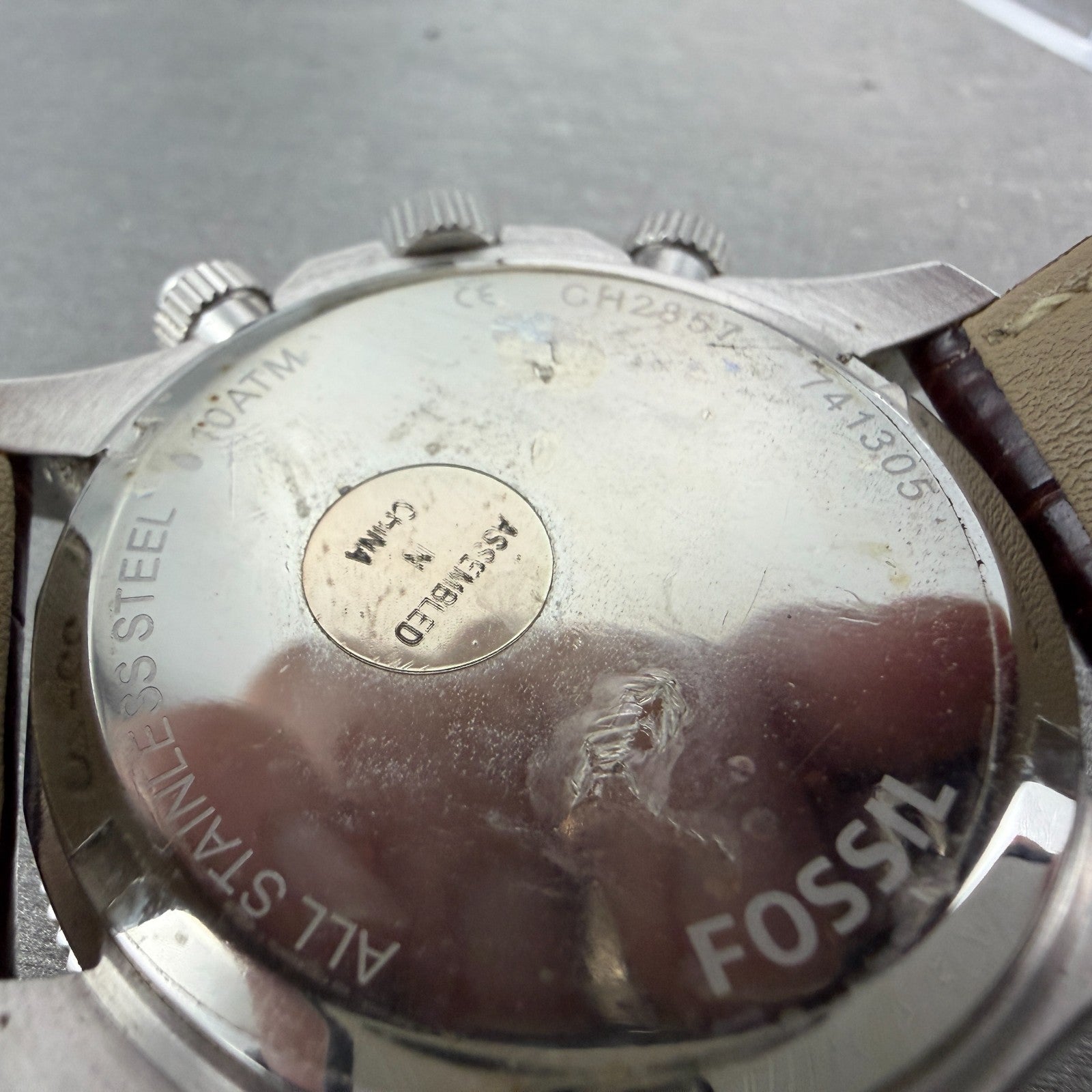 Fossil Chronograph Dive Watch Men White Dial Steel Date Round CH-2857 New Batt9