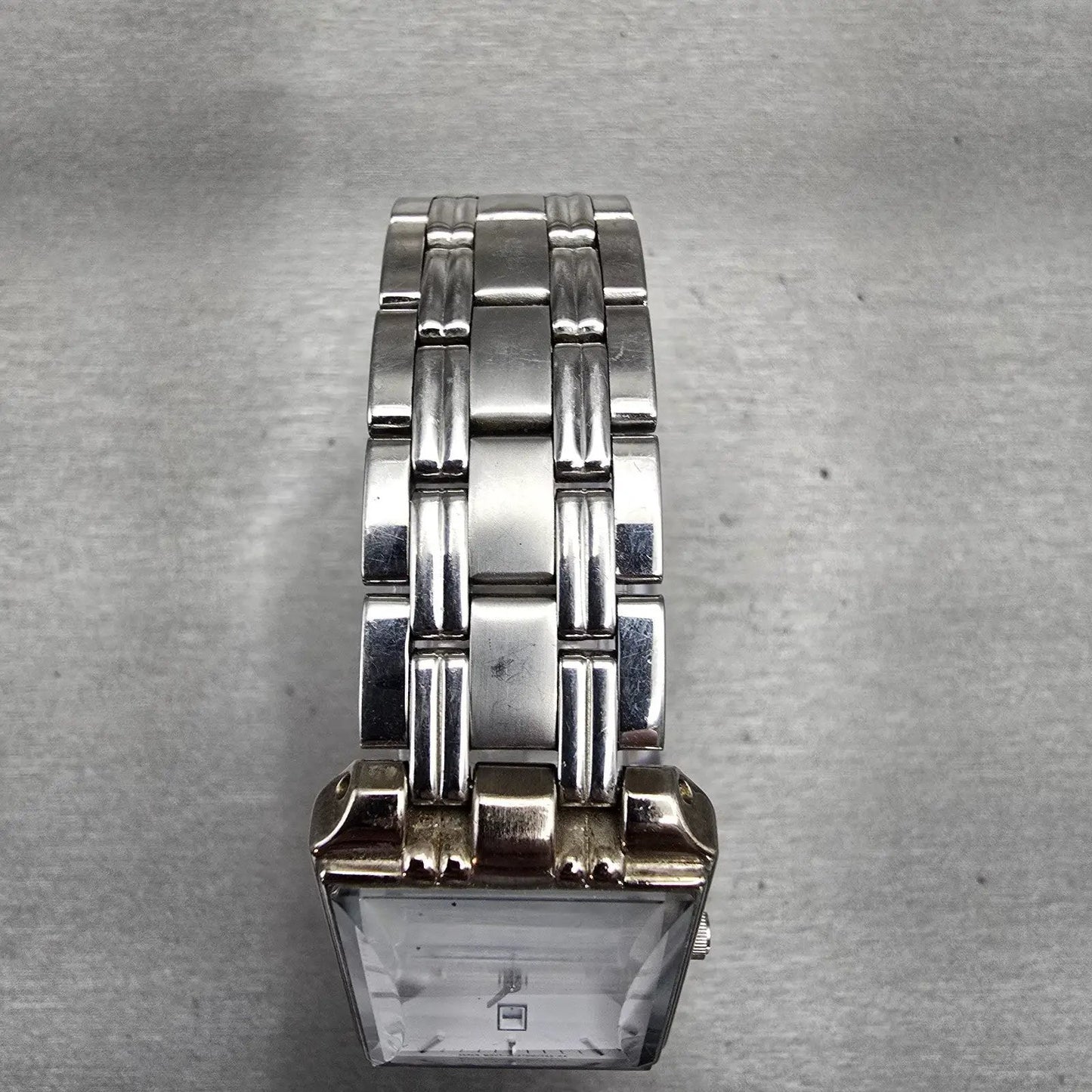 Citizen Watch Men 24mm White Dial Silver Tone Date Rectangle 1020-R30436 New Bat4