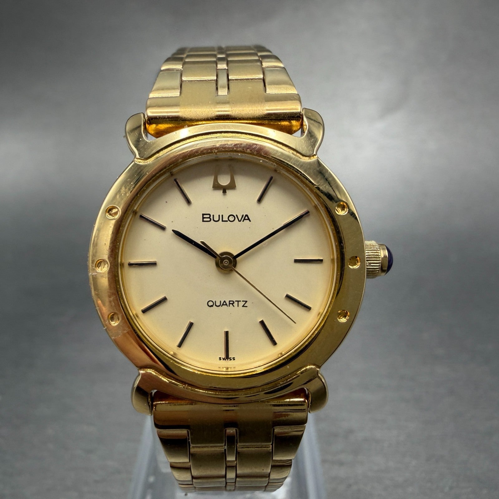 Bulova Watch Women 24mm Champagne Dial Gold Tone Round New Battery Vintage0