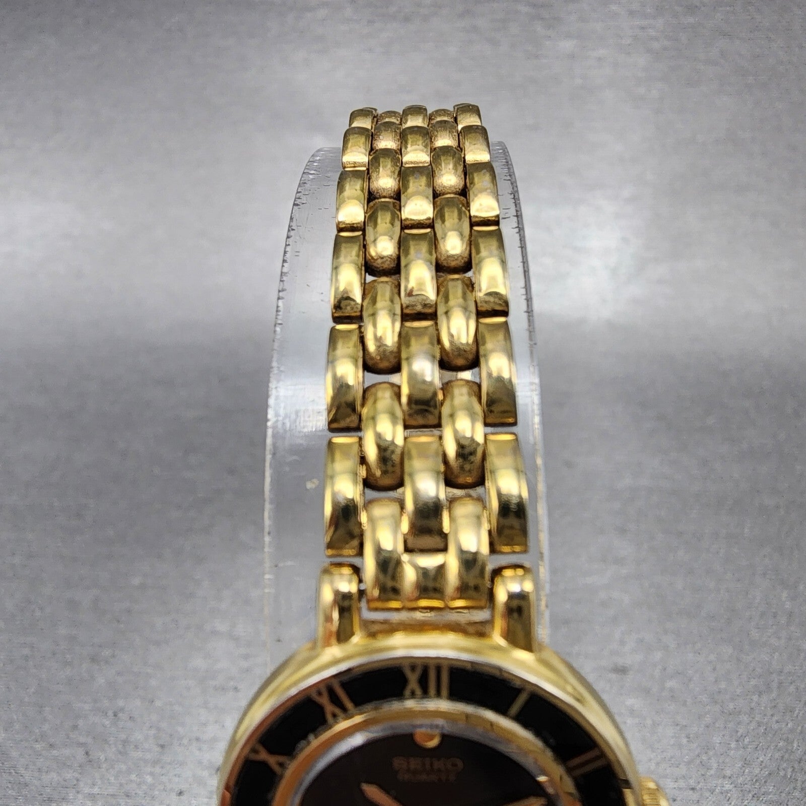 Seiko Watch Women 21mm Black Dial Gold Tone Round 1N000D29 New Battery4