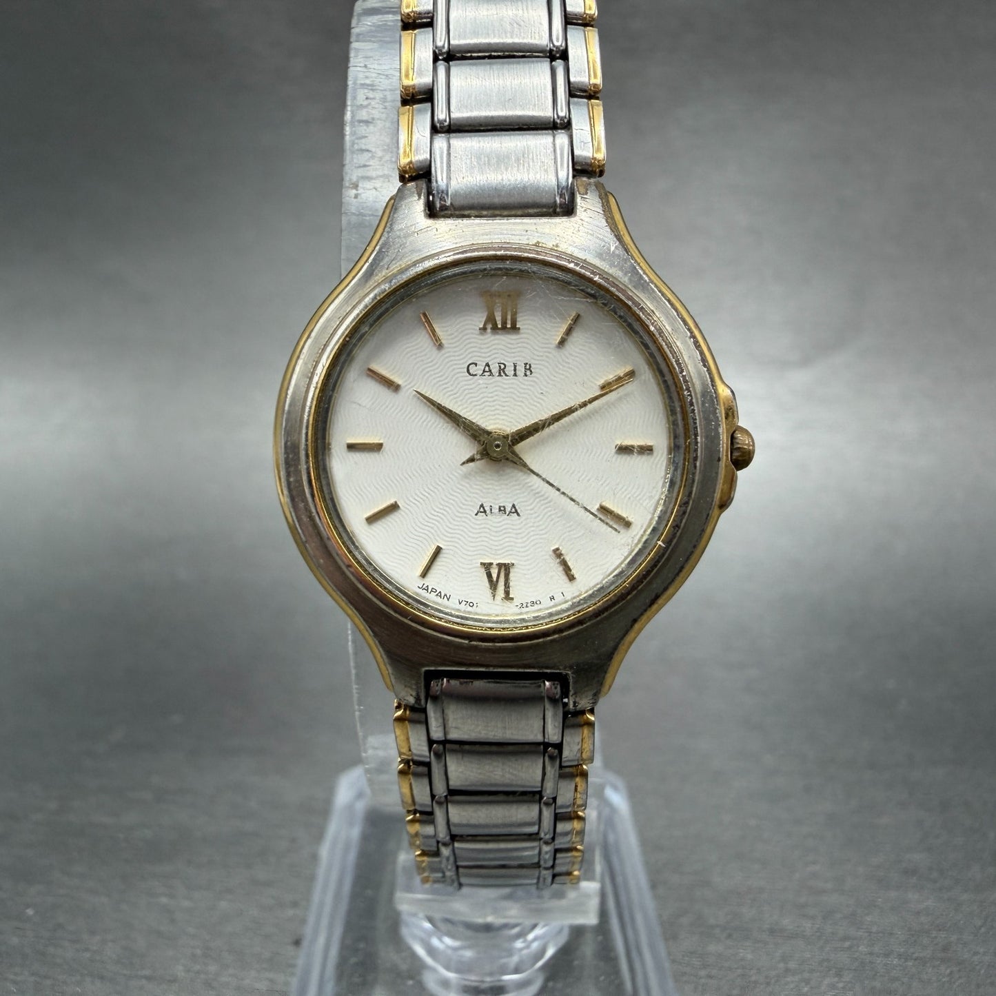 Seiko Alba Carib Watch Women 26mm White Dial Two Tone V701-2C40 New Battery3