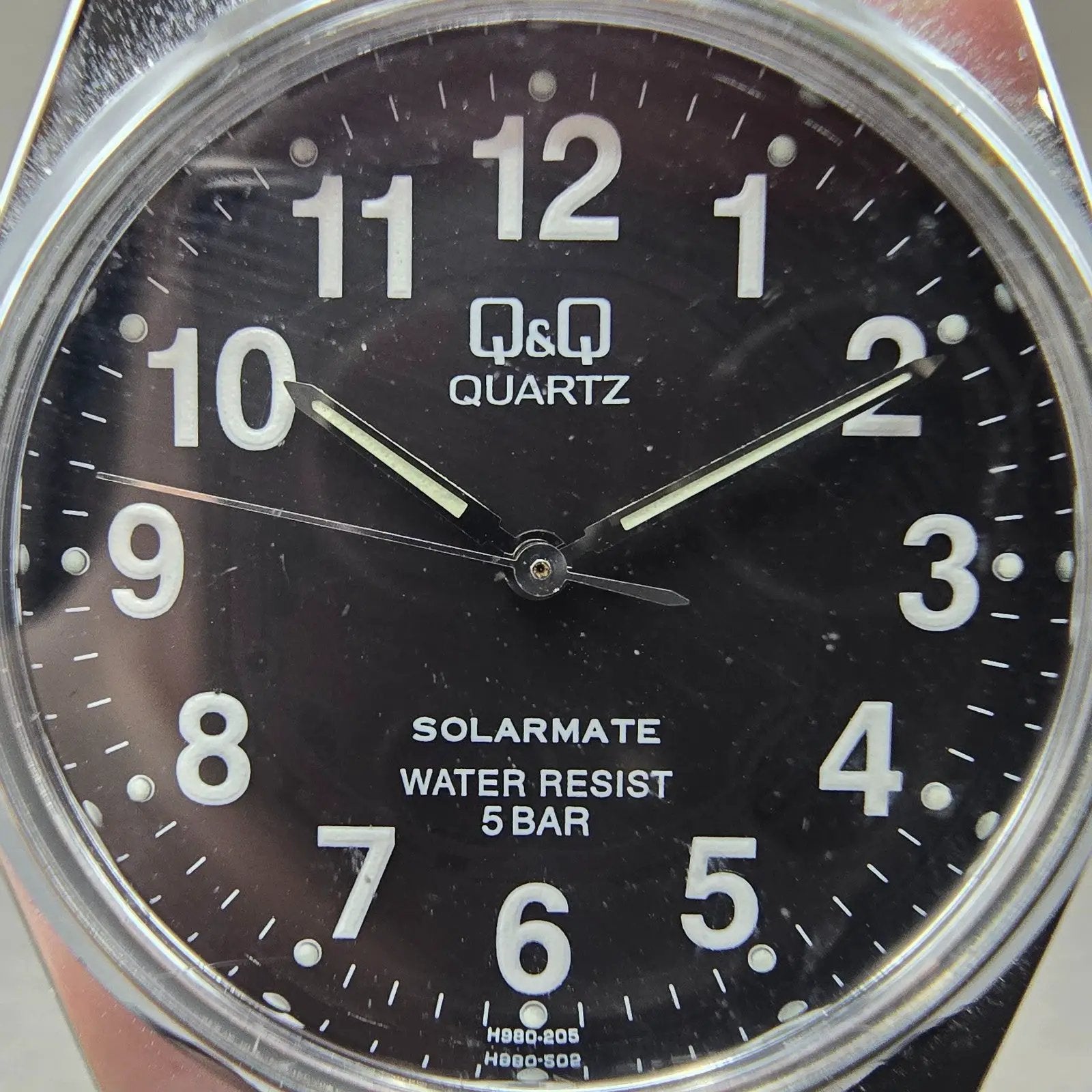 Citizen Q&Q Solarmate Watch Men 36mm Black Dial Silver Tone Round EL31 Runs1