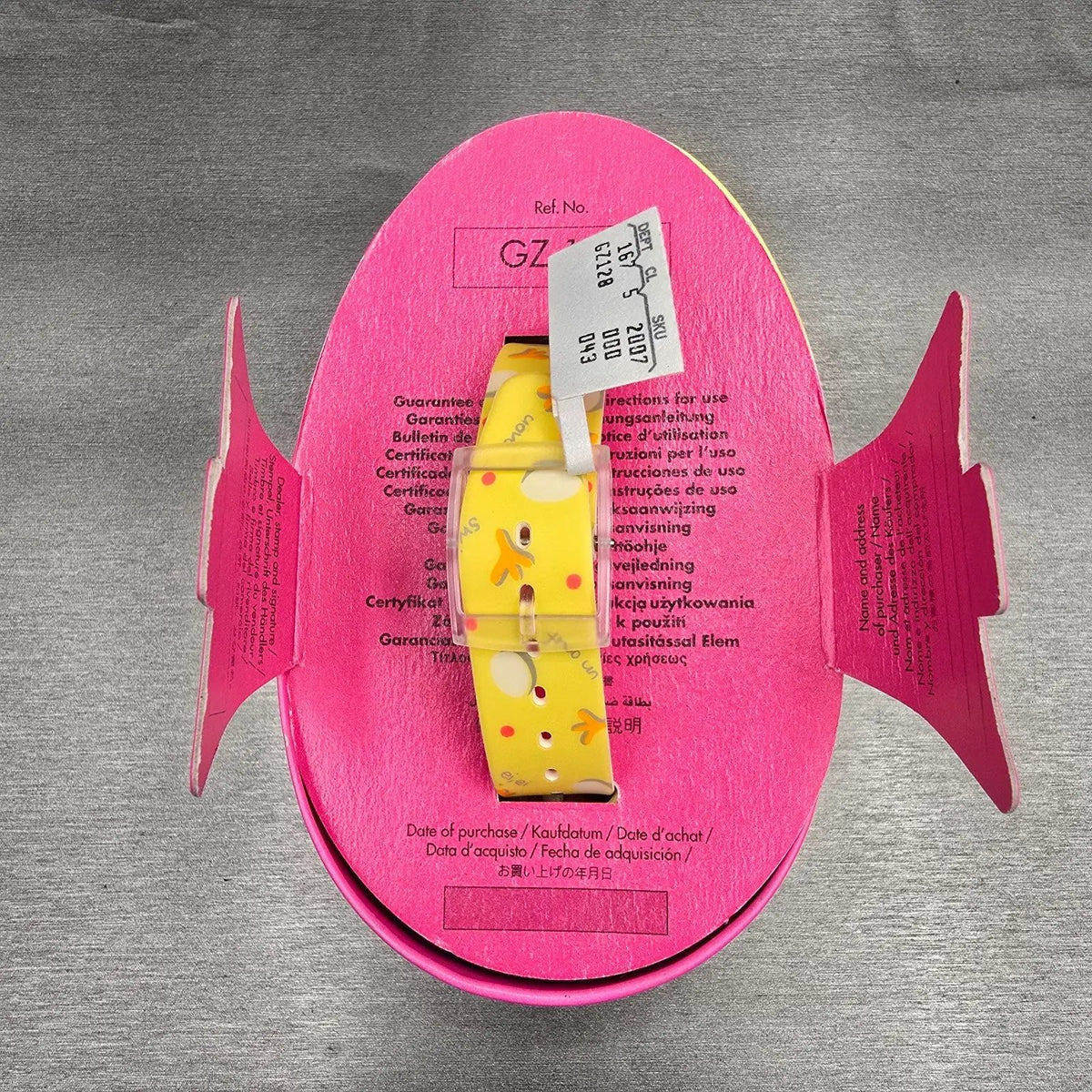 Swatch Special Eggsdream Watch Men 34mm Pink Dial Clear Case GZ128 New Batt NOS9