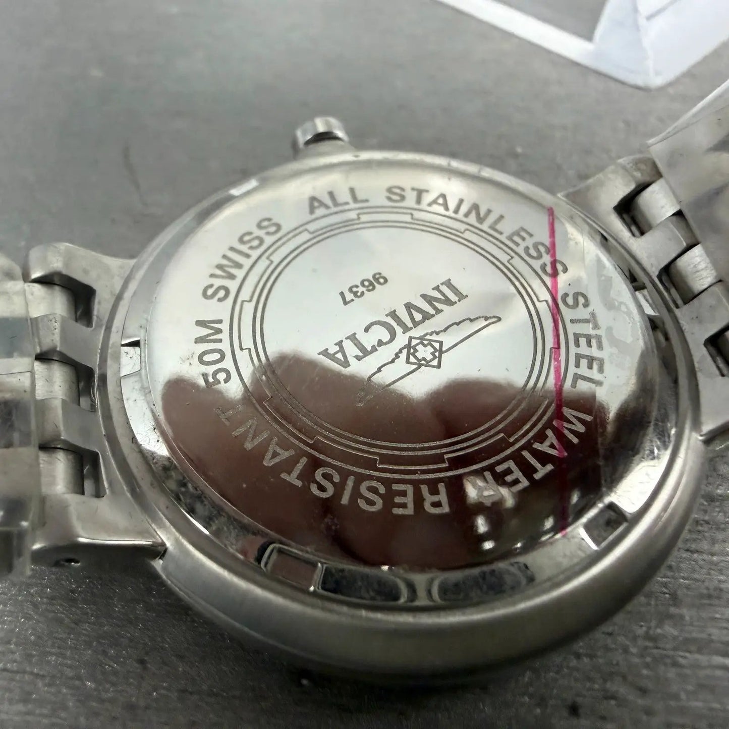 Invicta Watch Men 37mm Silver Dial Silver Tone Date Round 9637 new Battery10