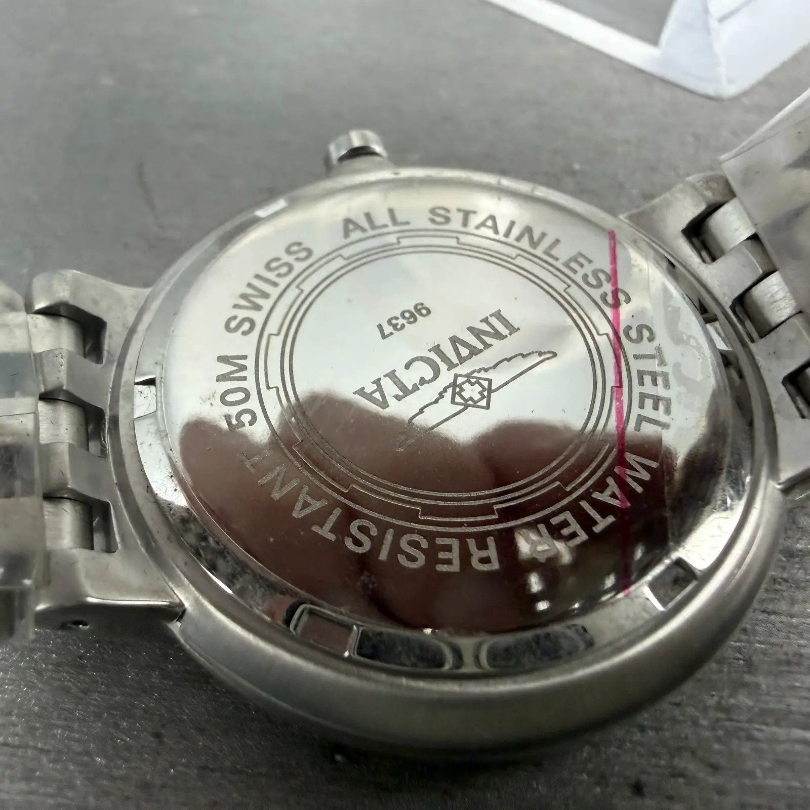 Invicta Watch Men 37mm Silver Dial Silver Tone Date Round 9637 new Battery10