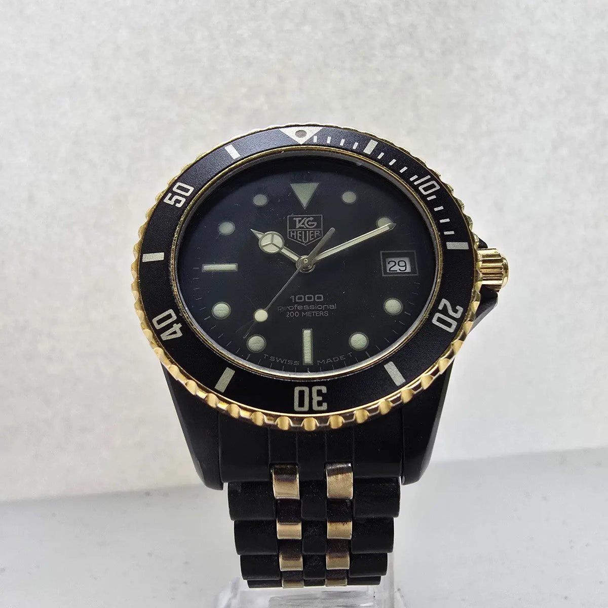Tag Heuer Professional 1000 Watch Men 37mm Black Dial Two Tone Date New Battery5